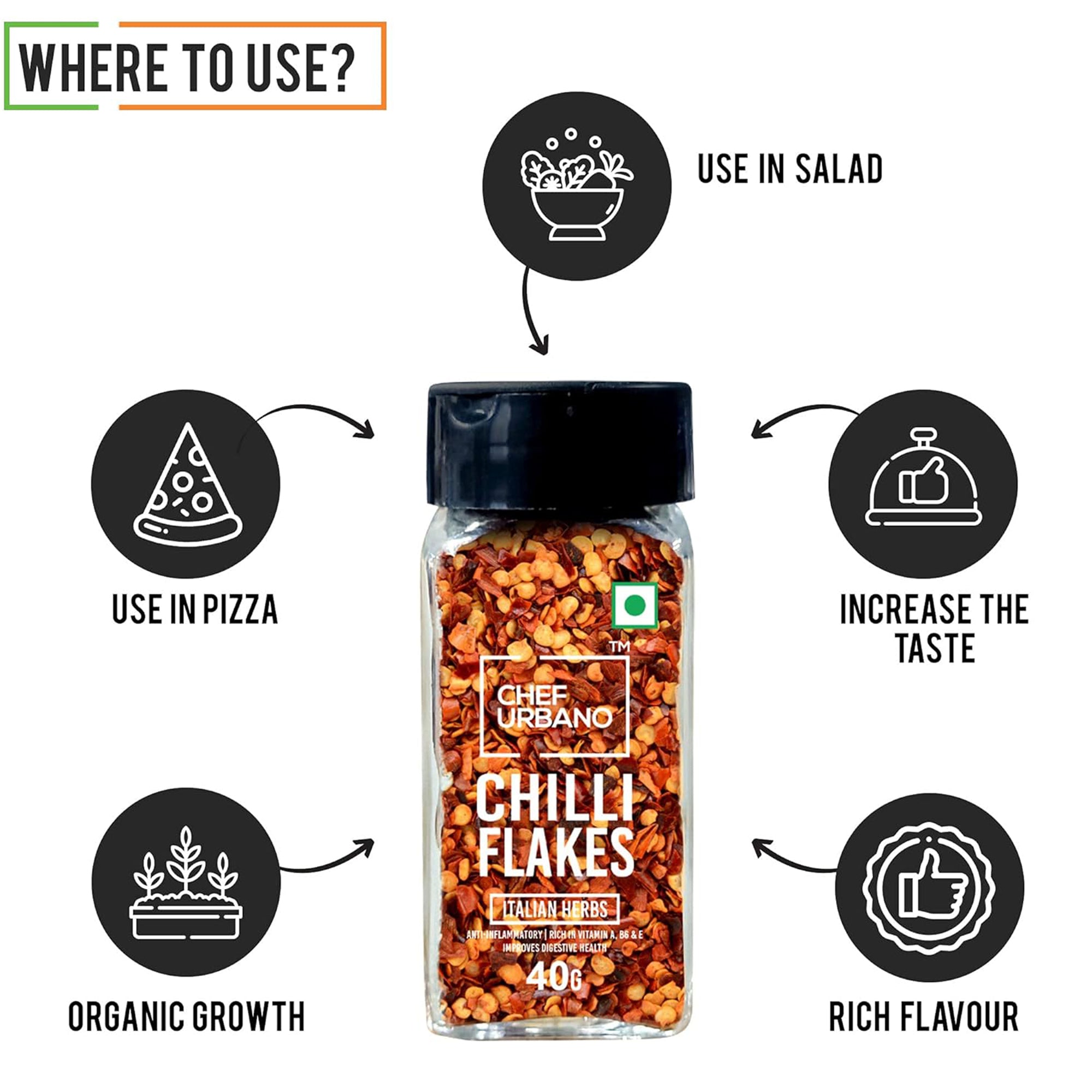Chef Urbano Combo Oregano 30 Gms & Chilli Flakes 40 Gms Sprinkler