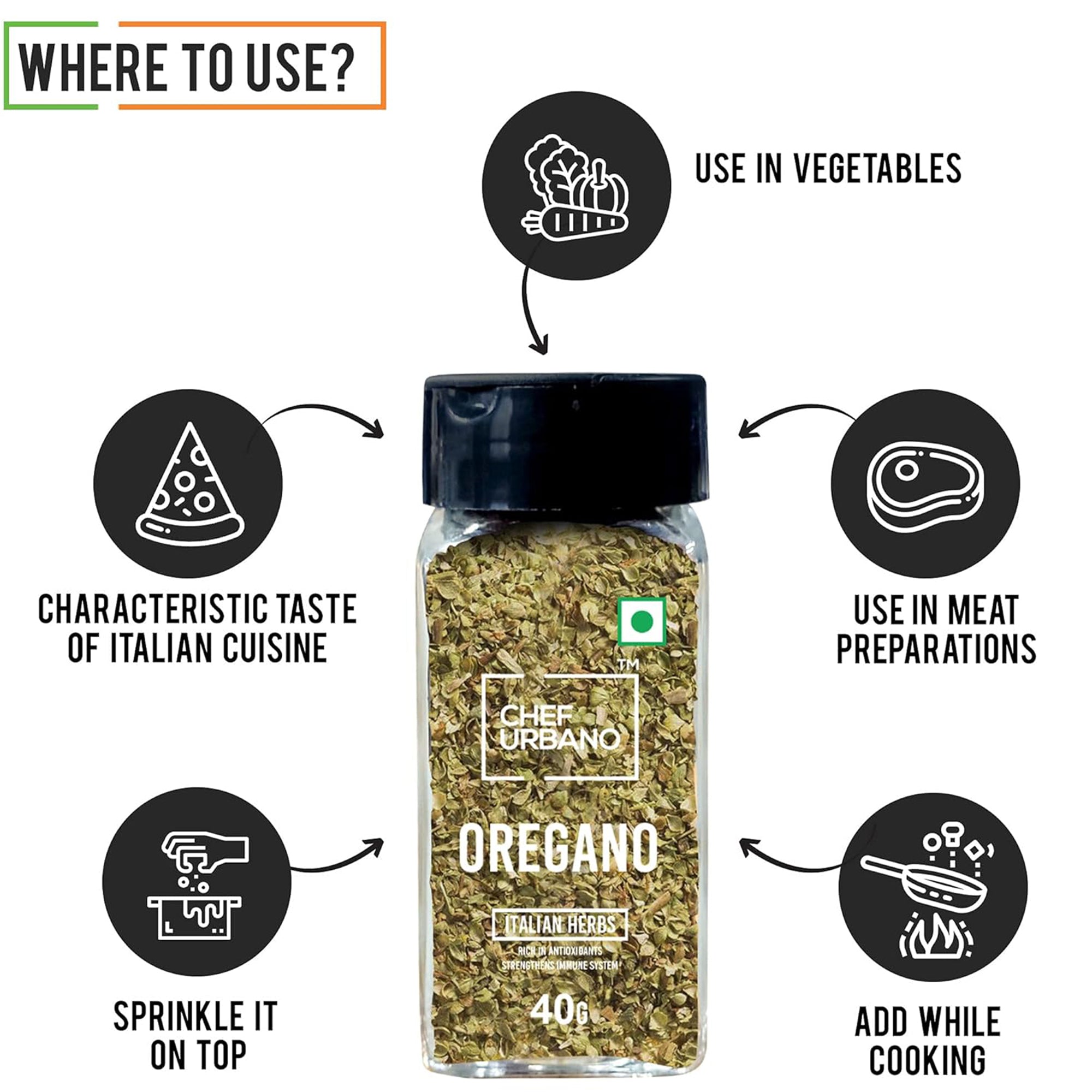 Chef Urbano Combo Oregano 30 Gms & Chilli Flakes 40 Gms Sprinkler