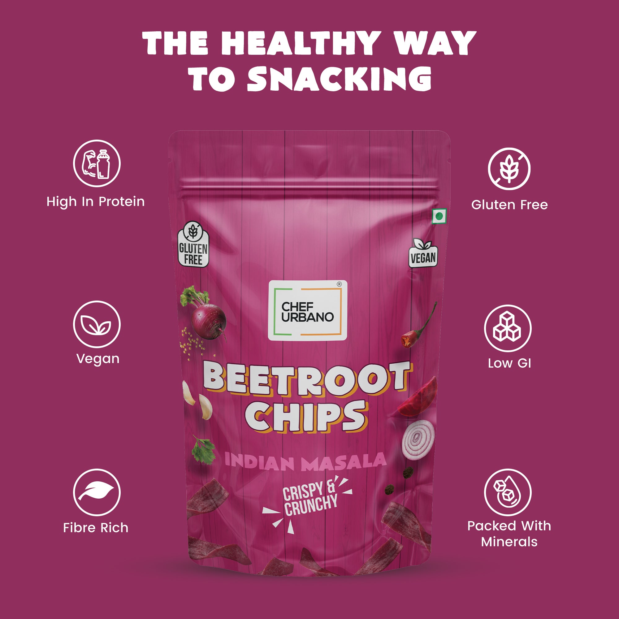 Chef Urbano Beetroot Chips Indian Masala 80g