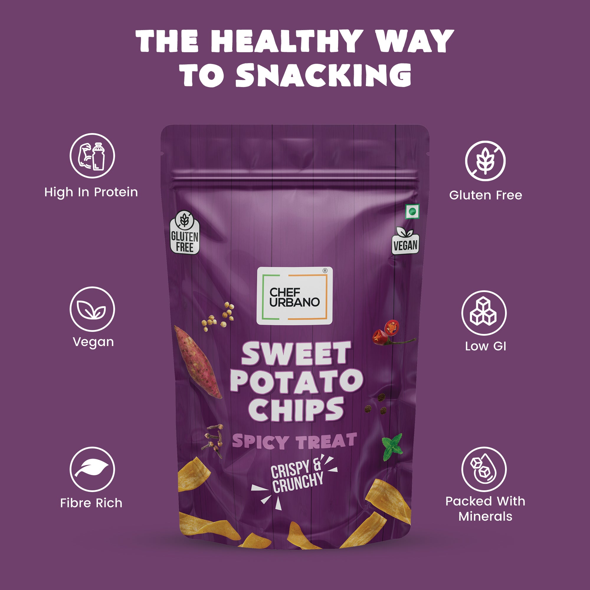 Chef Urbano Sweet Potato Chips Spicy Treat 80g