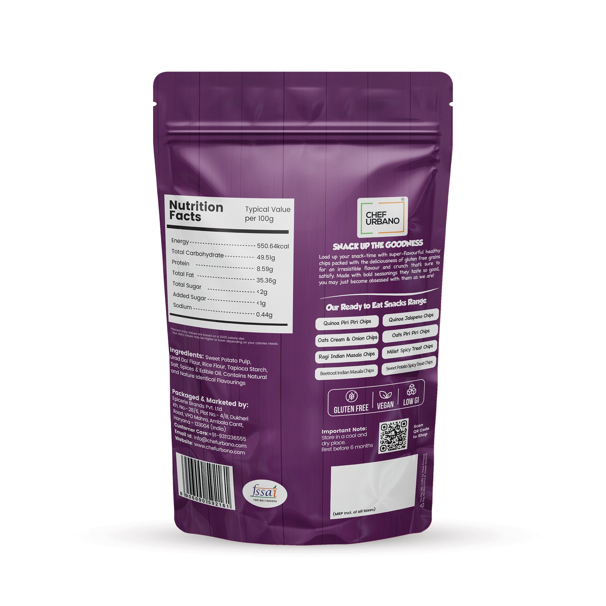 Chef Urbano Sweet Potato Chips Spicy Treat 80g