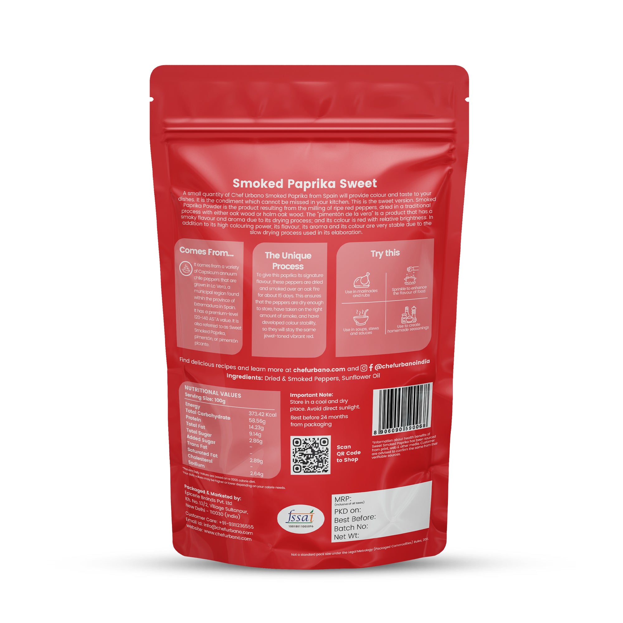 Chef Urbano Smoked Paprika Sweet 250 Gms